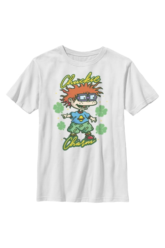 Boy's Rugrats St. Patrick's Day Chuckie Charm  Graphic Tee White X Large