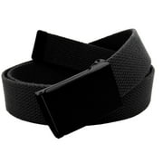 Boy's School Uniform Black Flip Top Military Belt Buckle with Canvas Web Belt Medium Black