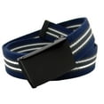 thumbnail image 1 of Boy's School Uniform Black Flip Top Military Belt Buckle with Canvas Web Belt Medium Navy Gray White, 1 of 2