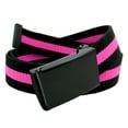 thumbnail image 1 of Boy's School Uniform Black Flip Top Military Belt Buckle with Canvas Web Belt Small Black and Pink Stripe, 1 of 2