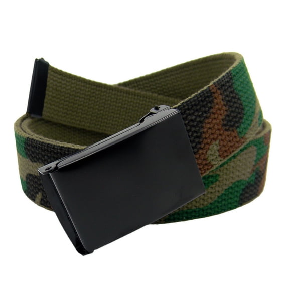 Boy's School Uniform Black Flip Top Military Belt Buckle with Canvas Web Belt X-Large Army Camo