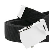 BUILD A BELT Boy's School Uniform Silver Slider Military Belt Buckle with Canvas Web Belt Small Black