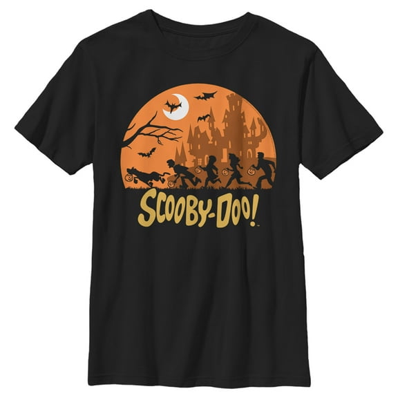 Boy's Scooby Doo Moon Silhouette Chase Graphic Tee Black Small