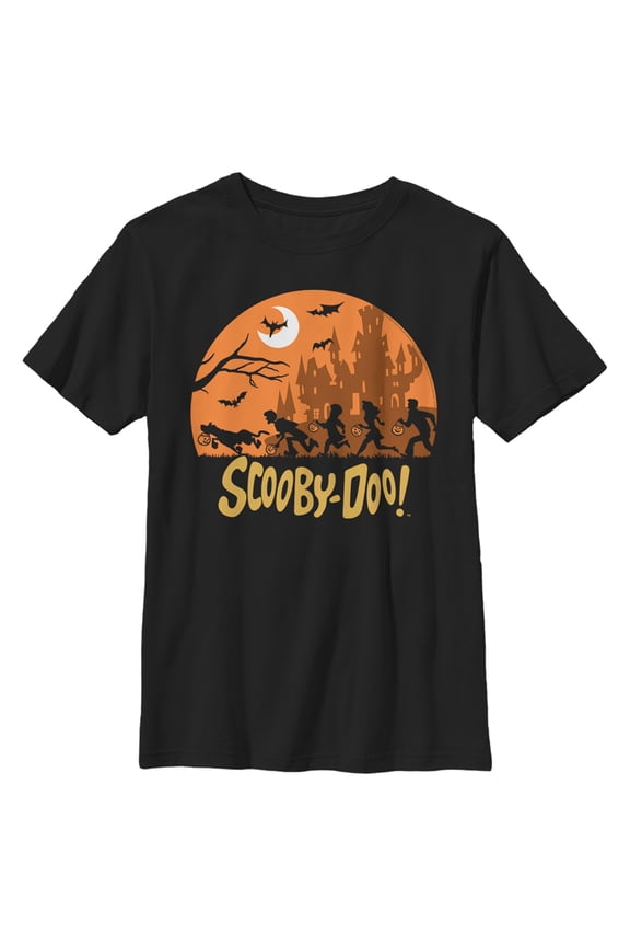 Boy's Scooby Doo Moon Silhouette Chase Graphic Tee Black Small