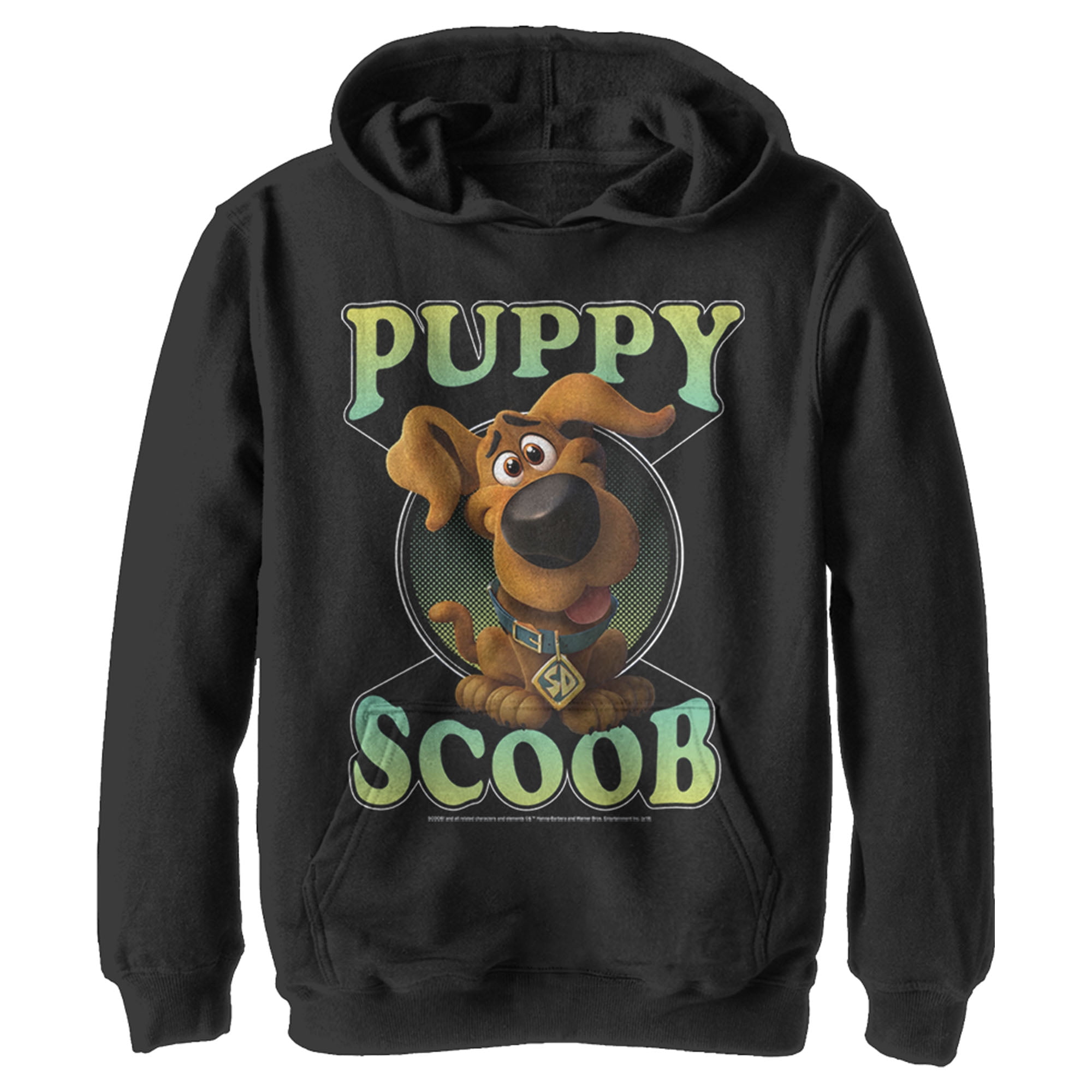 Boy's Scooby Doo Puppy Circle Pull Over Hoodie Black Medium