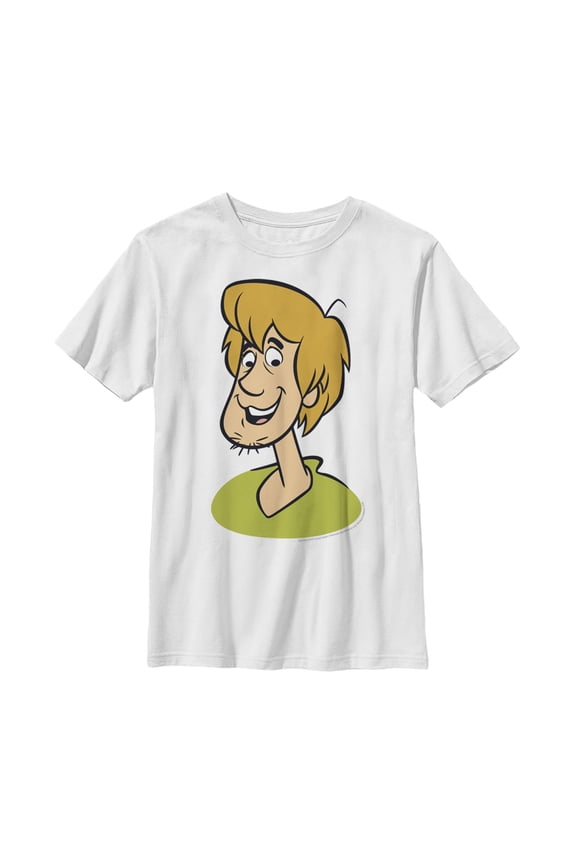 Boy's Scooby Doo Shaggy Big Face Smile Graphic Tee White X Large