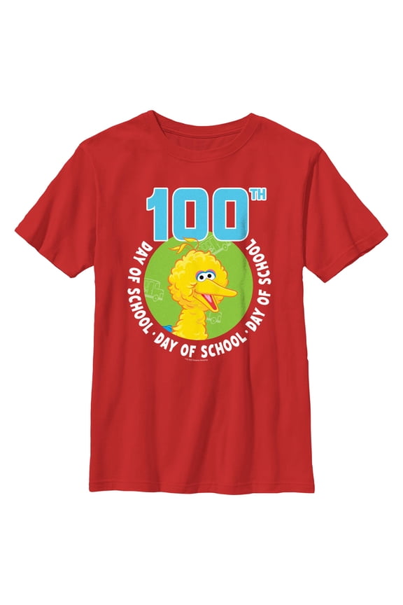 Boy's Sesame Street Big Bird 100th Day of School Graphic T-Shirt