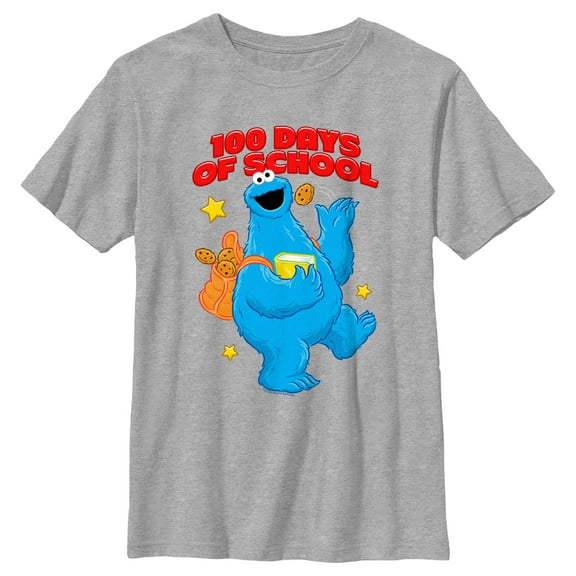 Boy's Sesame Street Cookie Monster 100 Days of School  Graphic T-Shirt