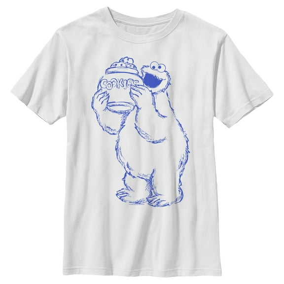 Boy's Sesame Street Cookie Monster Sketch  Graphic T-Shirt