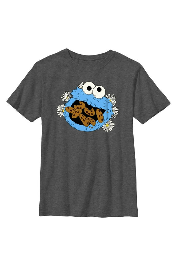 Boy's Sesame Street Cookie Monster and Daisies Graphic T-Shirt