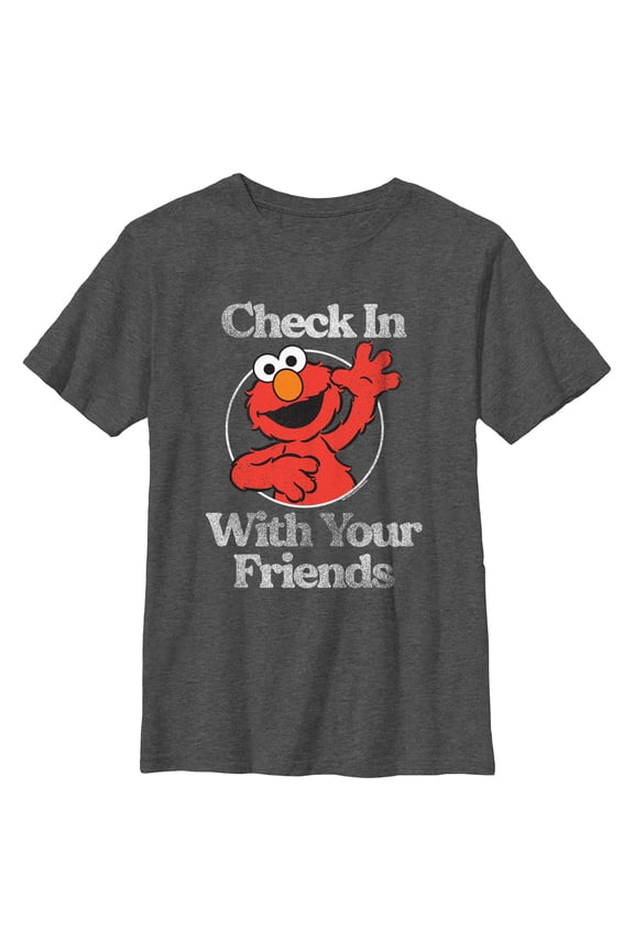 Boy's Sesame Street Elmo Check In With Your Friends Graphic T-Shirt