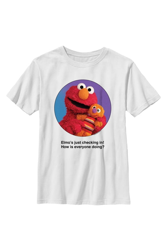 Boy's Sesame Street Elmo Portrait Checking In Graphic T-Shirt