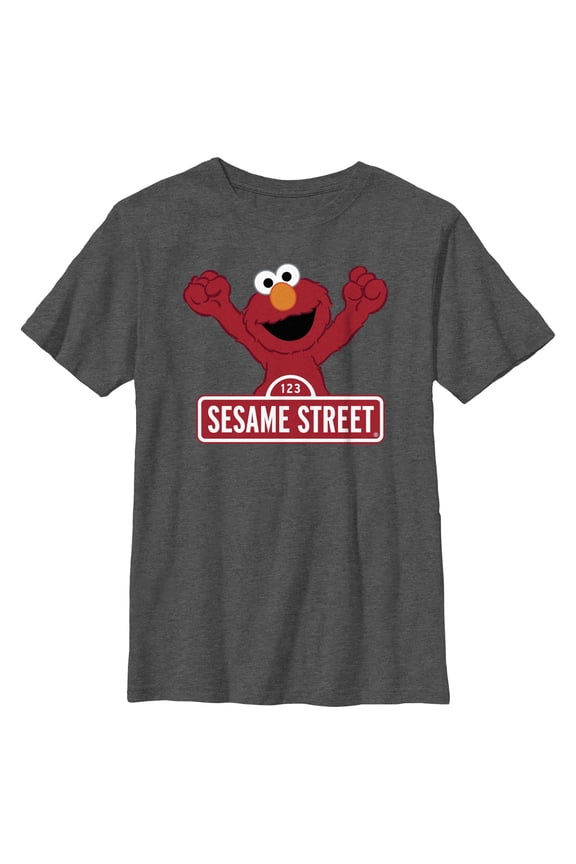 Boy's Sesame Street Elmo Red Logo Sign Graphic T-Shirt