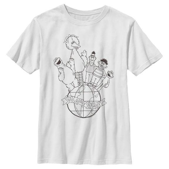 Boy's Sesame Street Globe Group Outline  Graphic T-Shirt