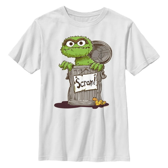 Boy's Sesame Street Oscar Scram Sign  Graphic T-Shirt