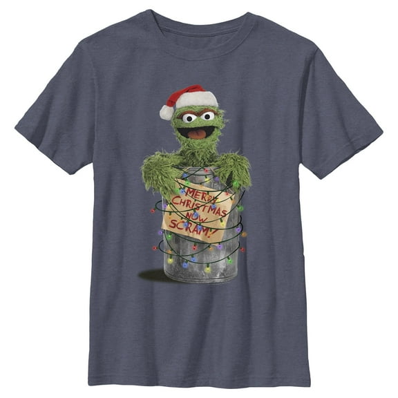 Boy's Sesame Street Oscar the Grouch Merry Christmas Graphic T-Shirt