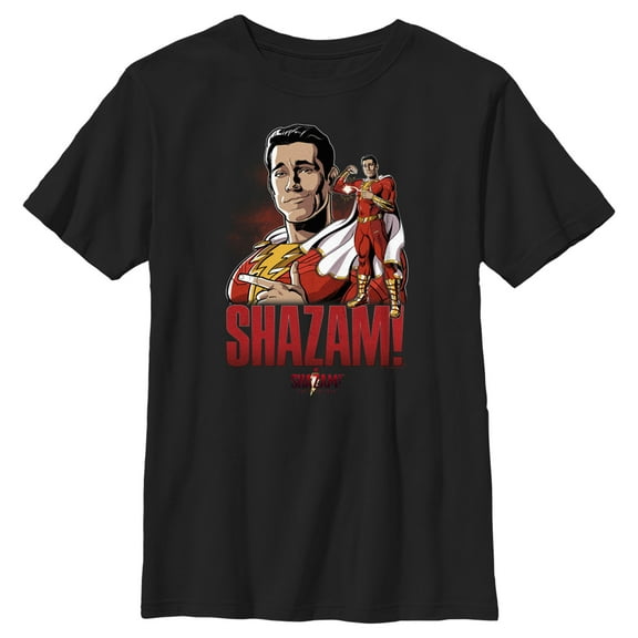 Boy's Shazam! Fury of the Gods Hero Portrait  Graphic Tee Black Large
