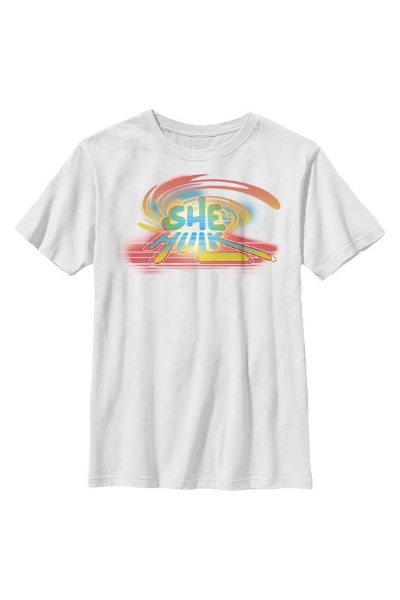 Boy's She-Hulk: Attorney at Law Colorful Logo Graphic Tee White Medium