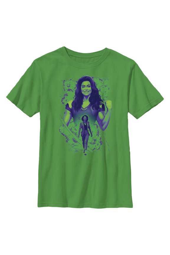 Boy's She-Hulk: Attorney at Law Explosion of Willpower Graphic Tee Kelly Green Medium