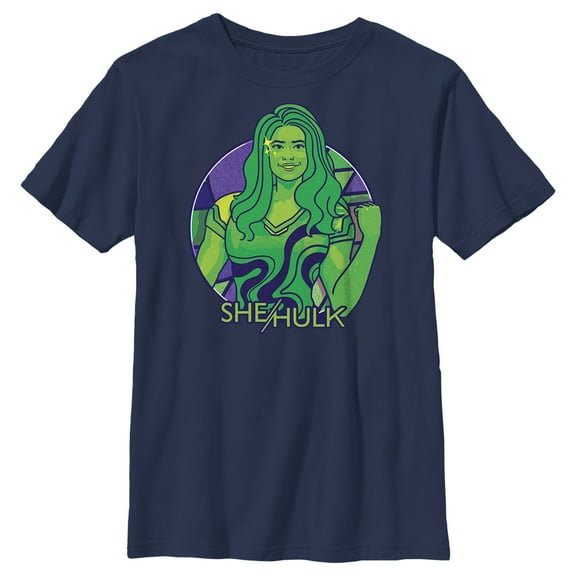 Boy's She-Hulk: Attorney at Law Green Hero Smile Graphic Tee Navy Blue Large