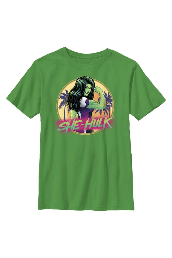 Boy's She-Hulk: Attorney at Law Hero at the Beach Graphic Tee Kelly Green Large