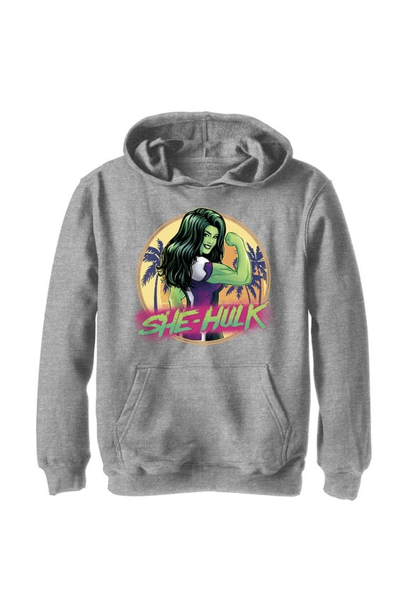 Boy's She-Hulk: Attorney at Law Hero at the Beach Pull Over Hoodie Athletic Heather Medium
