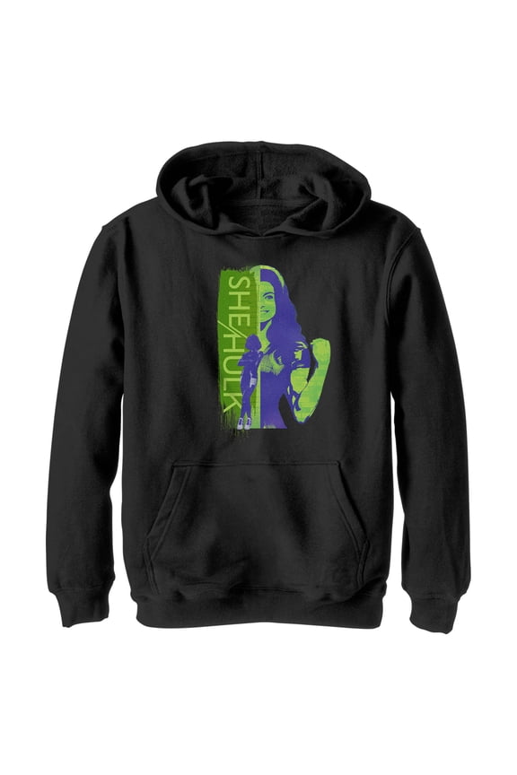 Boy's She-Hulk: Attorney at Law Proud To Be Hero Pull Over Hoodie Black Medium