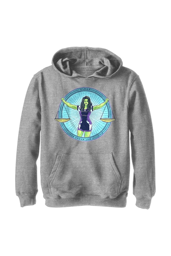 Boy's She-Hulk: Attorney at Law Super Human Law Division  Pull Over Hoodie Athletic Heather Medium