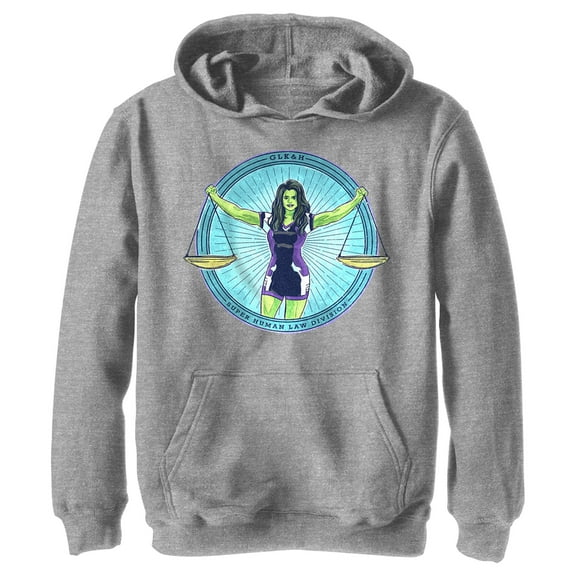 Boy's She-Hulk: Attorney at Law Super Human Law Division  Pull Over Hoodie Athletic Heather X Large