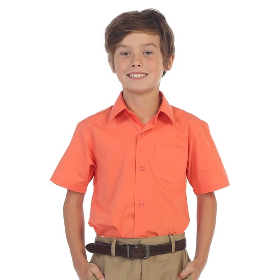 Gioberti Boy's Short Sleeve Solid Dress Shirt