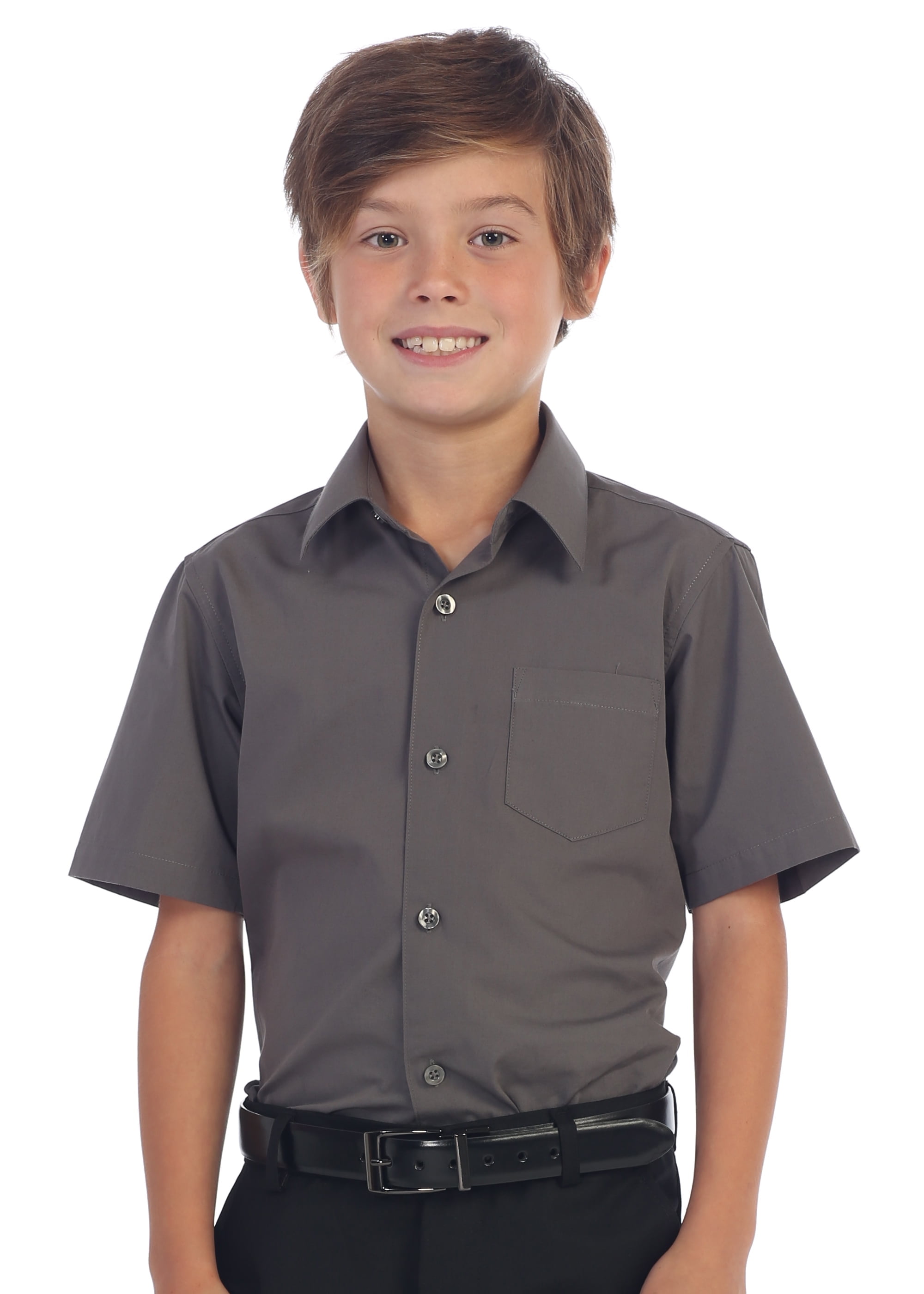 Gioberti Boy's Short Sleeve Solid Dress Shirt, Black, 12 Gioberti Boy's Short Sleeve Solid Dress Shirt, Black, 12