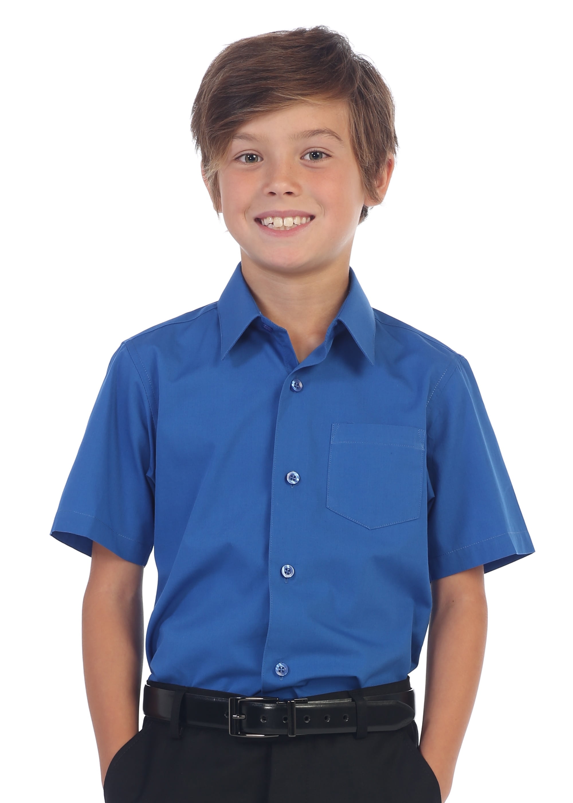 Gioberti Boy's Short Sleeve Solid Dress Shirt, Royal Blue, 6