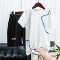 thumbnail image 1 of Boy's Short Sleeved Running Suit Casual Quick Drying Clothes Athletic T-Shirt and Shorts Outfit Set Kids Boys Shorts 5-6 Years, 1 of 8