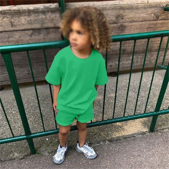 Boy's Short Sleeved Running Suit Casual Quick Drying Clothes Shorts Summer Activewear Sets Toddler Clothes for Boys 2-3 Years