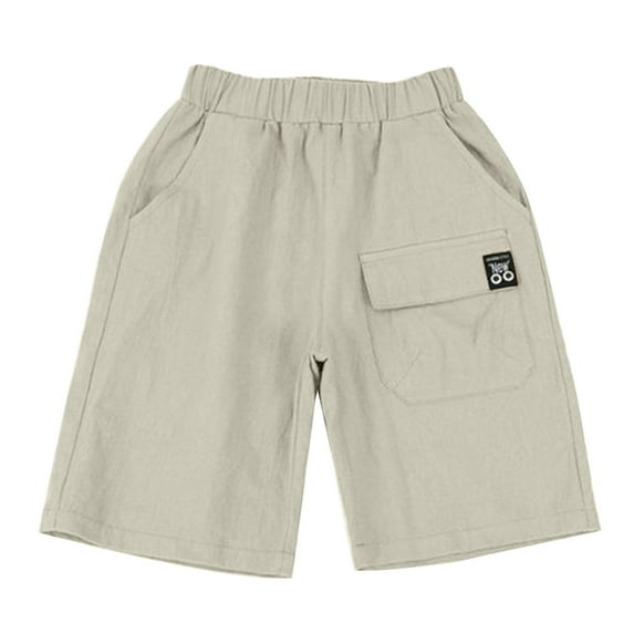 Boy's Shorts Mid Waiste Drop Waist Comfort Linen Shorts White Shorts Athletic Shorts,Size 6 Years-7 Years