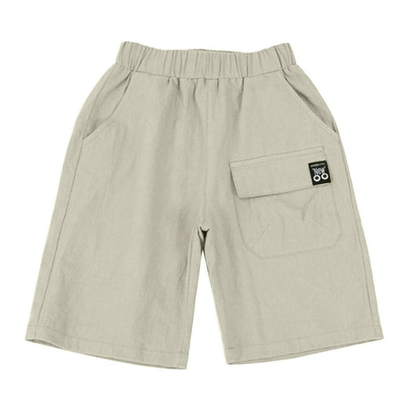 Boy's Shorts Mid Waiste Drop Waist Comfort Linen Shorts White Shorts Athletic Shorts,Size 6 Years-7 Years