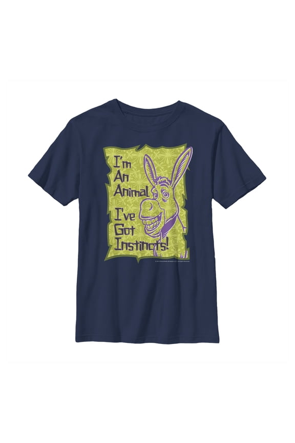 Boy's Shrek Animal Instincts Graphic Tee Navy Blue X Large