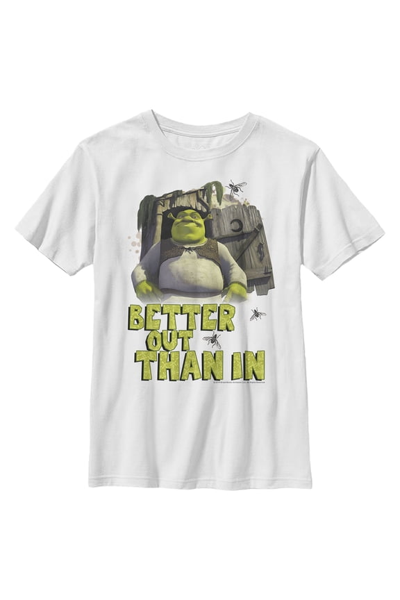 Boy's Shrek Better Out Than In Shrek Graphic Tee White X Large