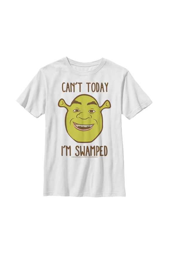 Boy's Shrek Can't Today I'm Swamped Graphic Tee White Large