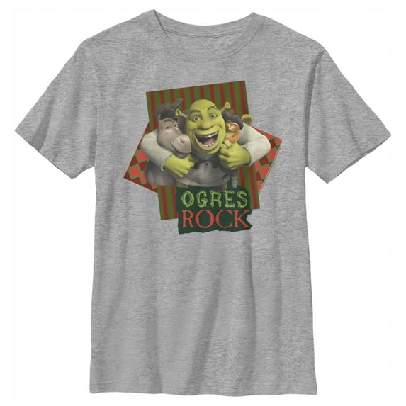 Boy's Shrek Christmas Ogres Rock Trio Graphic Tee Athletic Heather X Large