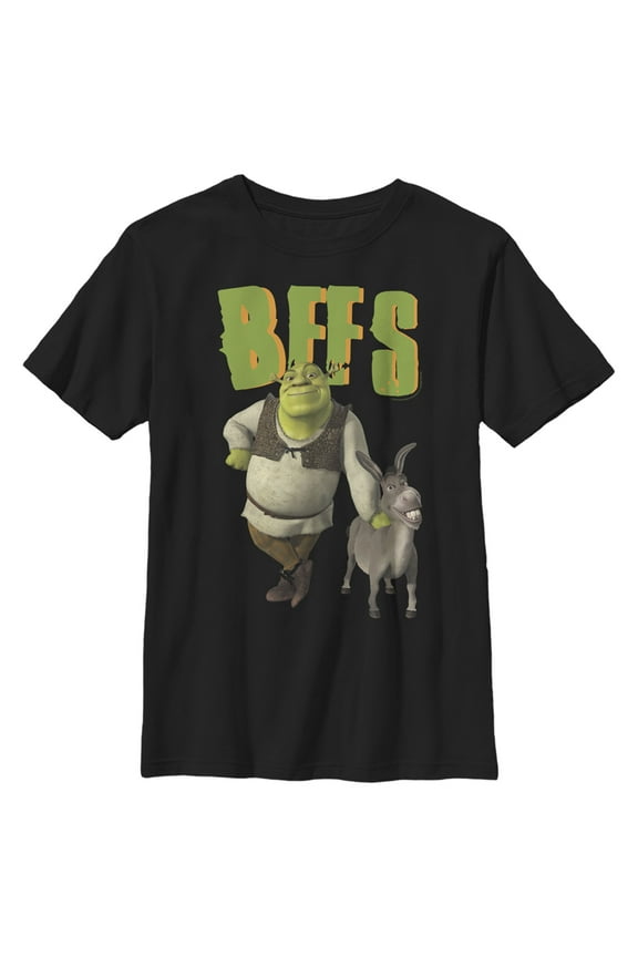 Boy's Shrek Donkey and Shrek Best Friends Graphic Tee Black X Large