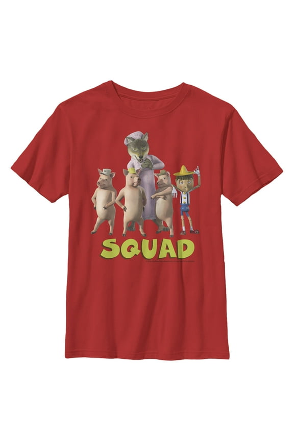 Boy's Shrek Fairytale Squad Group Shot Graphic Tee Red Medium