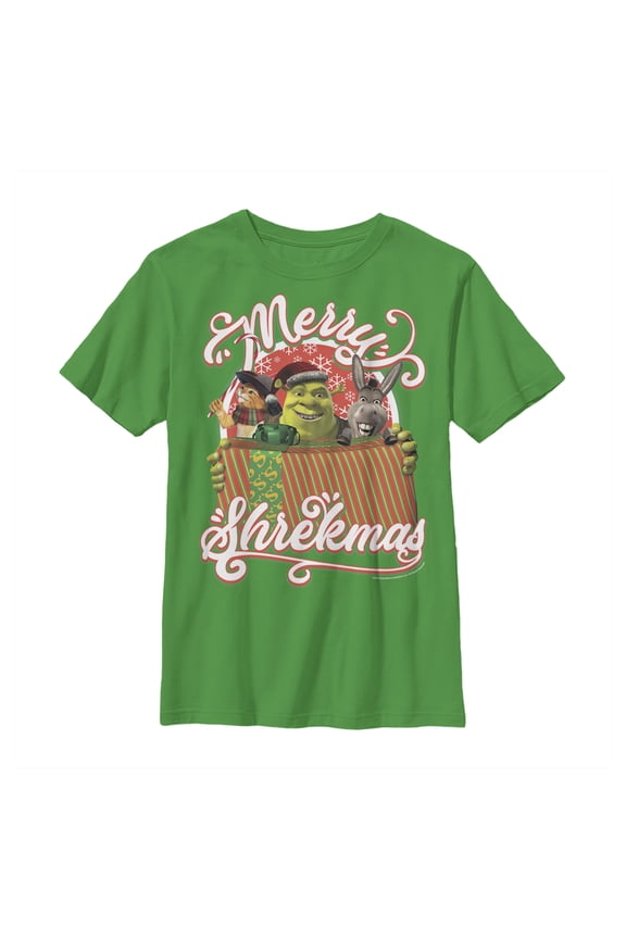 Boy's Shrek Merry Shrekmas Graphic Tee Kelly Green X Large