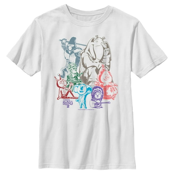 Boy's Sing 2 Colorful Group Shot Graphic Tee White Large