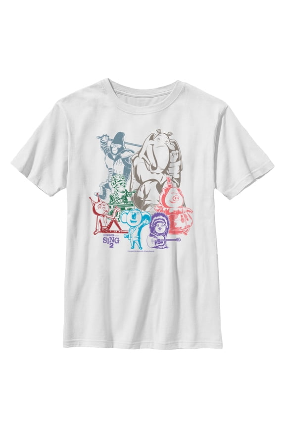 Boy's Sing 2 Colorful Group Shot Graphic Tee White Medium