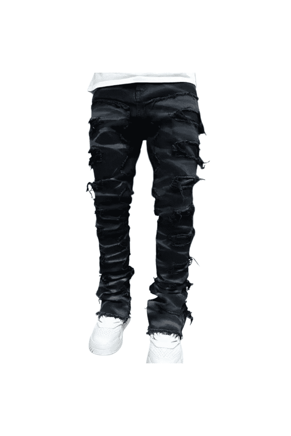 Boy's Skinny Fit Comfy Jeans Ripped Destroyed Distressed Stylish Slim Washed Denim Jeans Pants Black 16
