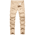thumbnail image 1 of Boy's Skinny Fit Comfy Jeans Ripped Destroyed Distressed Stylish Slim Washed Denim Jeans Pants Khaki 16, 1 of 7