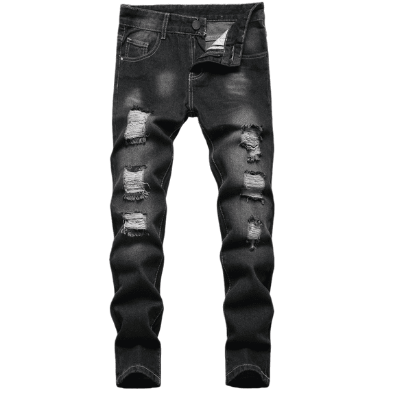 Boy's Skinny Fit Ripped Destroyed Distressed Fashion Denim Jeans Pants Black 16