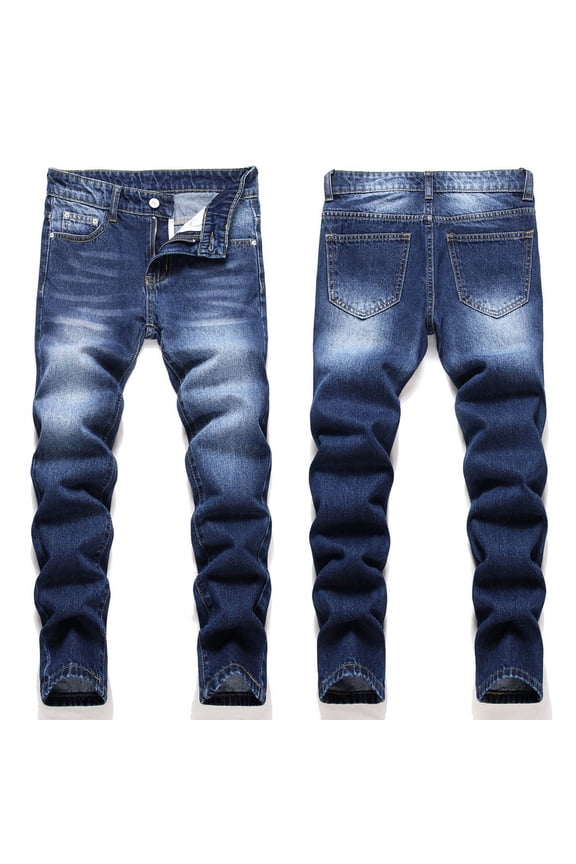 Boy's Fit Ripped Destroyed Distressed Fashion Denim Jeans Pants Blue 5 Y-6 Y