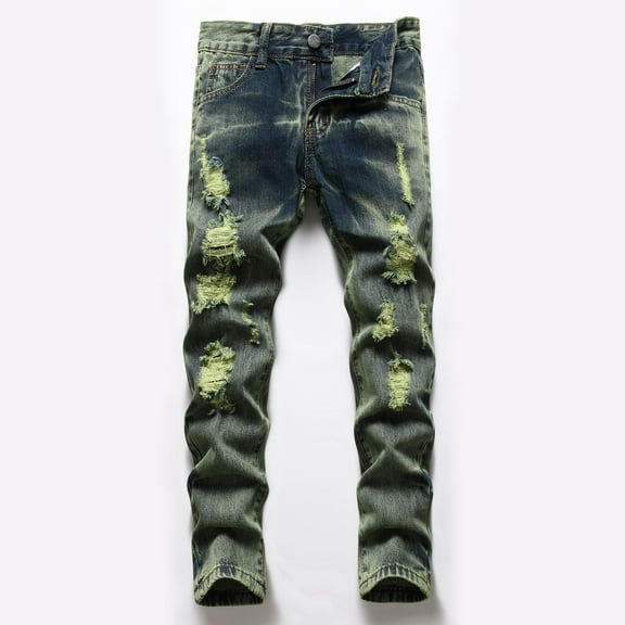 Boy's Skinny Fit Ripped Destroyed Distressed Fashion Kids Stretch Slim Jeans Pants
